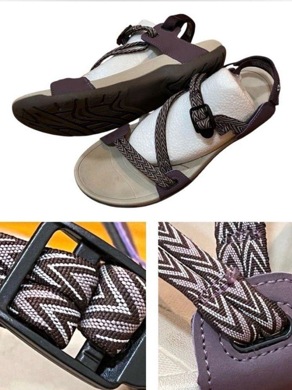 Viakix Women's Strappy Hiking Sandals Purple Gray Outdoor Gorpcore Rubber Soles
